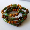 Four Bracelets Tribal Green Glass and Wood by ChainedWaterfly